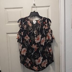 Liz Claiborne Pink Flutter Sleeve Blouse